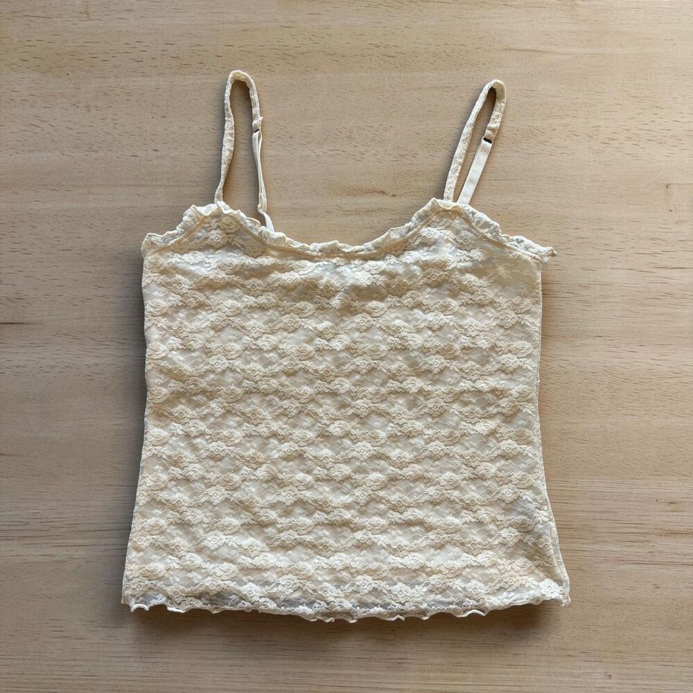Old Navy Cream Lace Babydoll Camisole Tank Top Size M Boho Fairycore Renfaire